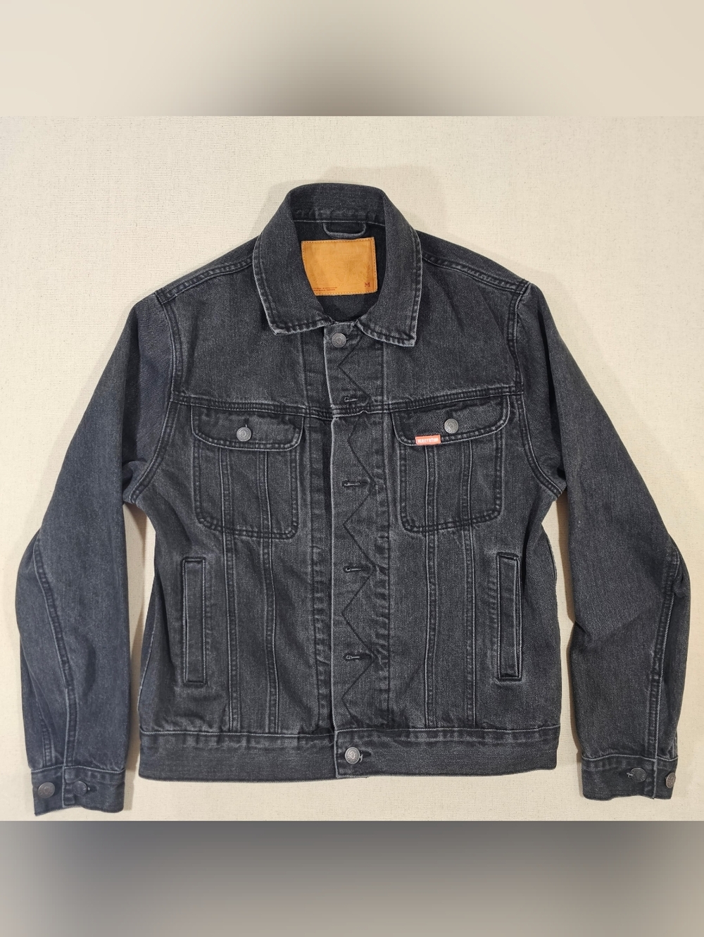 Icecream Black Washed Denim Jacket with Contrast Collar Patch
